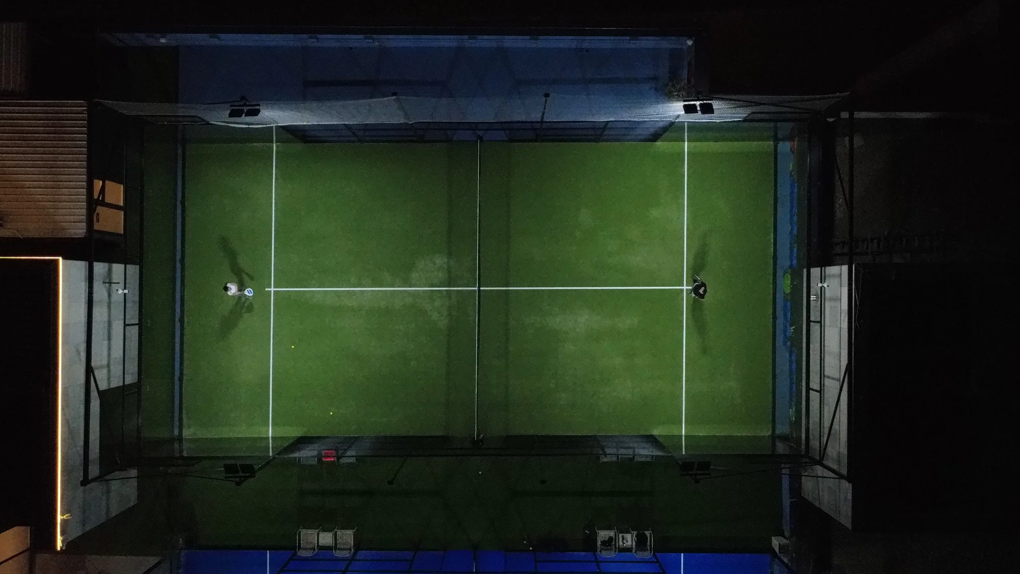 Top view of the green rooftop court